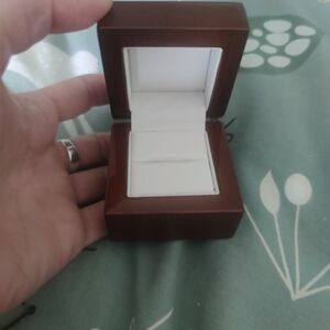 Wooden Jewelry Ring Box with Cream Interior